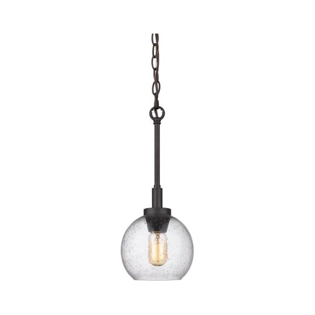Golden Lighting Galveston 7 inch Pendant In Rubbed Bronze with Seeded Glass 4855-M1L RBZ-SD
